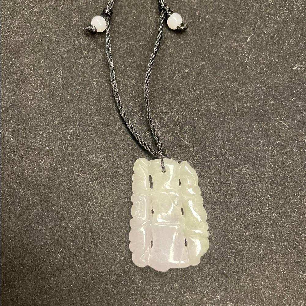 COPY - Intricately Hand Carved Certified Jade Bamboo Pendant With Necklace